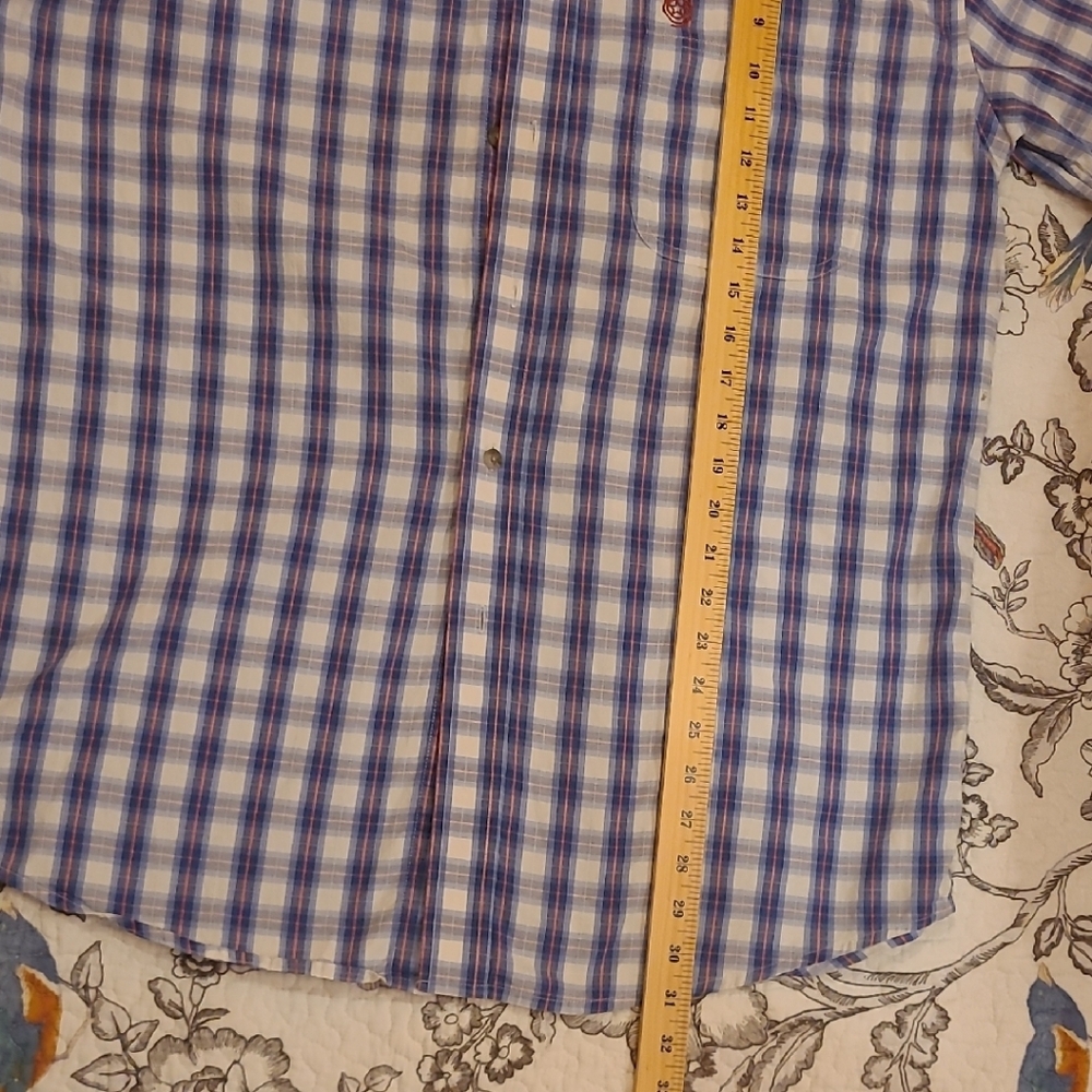 Wrangler George Strait Men's White and Blue Checkered S/S Button Shirt-Sz M - Picture 10 of 11